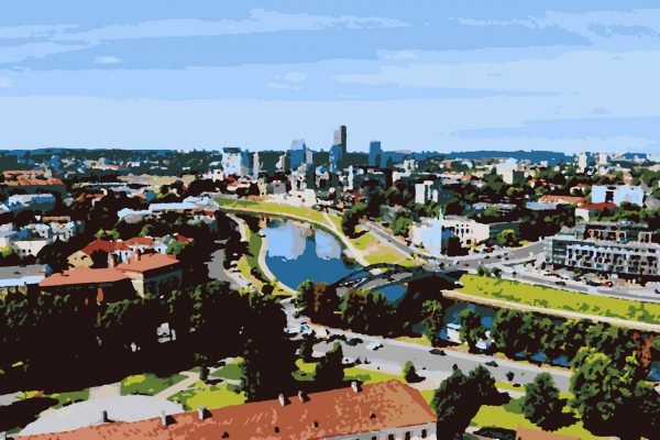 Tapyba pagal skaičius Lietuvos vaizdai Vilniaus downtown